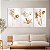 Quadros Decorativos Trio em Canvas Flores Douradas e Brancas - Imagem 5