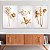 Quadros Decorativos Trio em Canvas Flores Douradas e Brancas - Imagem 3