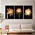 Quadros Decorativos Trio em Canvas Abstrato Flores Douradas Raio X - Imagem 5
