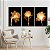 Quadros Decorativos Trio em Canvas Abstrato Flores Douradas Raio X - Imagem 3