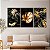Quadros Decorativos Trio em Canvas Folhagem Preta e Dourada - Imagem 4