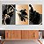 Quadros Decorativos Trio em Canvas Folhagem Preta e Dourada - Imagem 2