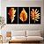 Quadros Decorativos Trio em Canvas Folhas Douradas em Fundo Preto - Imagem 2