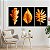 Quadros Decorativos Trio em Canvas Folhas Douradas em Fundo Preto - Imagem 3