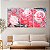 Quadros Decorativos Trio em Canvas Composição Floral com Fundo Abstrato - Imagem 1