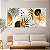 Quadros Decorativos Trio em Canvas Composição Abstrata de Folhas com Detalhes Dourados - Imagem 4