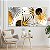 Quadros Decorativos Trio em Canvas Composição Abstrata de Folhas com Detalhes Dourados - Imagem 5