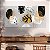 Quadros Decorativos Trio em Canvas Composição Abstrata de Folhas com Detalhes Dourados - Imagem 4