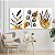 Quadros Decorativos Trio em Canvas Composição Abstrata de Folhas com Detalhes Dourados - Imagem 3
