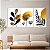 Quadros Decorativos Trio em Canvas Composição Abstrata de Folhas com Detalhes Dourados - Imagem 2