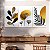 Quadros Decorativos Trio em Canvas Composição Abstrata de Folhas com Detalhes Dourados - Imagem 3