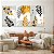 Quadros Decorativos Trio em Canvas Composição Abstrata de Folhas com Detalhes Dourados - Imagem 2