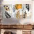 Quadros Decorativos Trio em Canvas Composição Abstrata de Folhas com Detalhes Dourados - Imagem 1