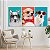 Quadros Decorativos Trio em Canvas Animais Pets em Fundos Coloridos - Imagem 2