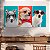 Quadros Decorativos Trio em Canvas Animais Pets em Fundos Coloridos - Imagem 4