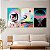 Quadros Decorativos Trio em Canvas Abstrato Astronautas Fundos Coloridos - Imagem 2