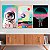 Quadros Decorativos Trio em Canvas Abstrato Astronautas Fundos Coloridos - Imagem 1
