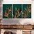 Quadros Decorativos Trio em Canvas Folhas Douradas em Fundo Verde - Imagem 4