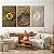 Quadros Decorativos Trio em Canvas Composição Abstrata Dourada - Imagem 4