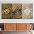 Quadros Decorativos Trio em Canvas Composição Abstrata Dourada - Imagem 1