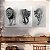 Quadros Decorativos Trio em Canvas Animais Preto e Branco Leão Tigre Onça - Imagem 4