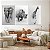 Quadros Decorativos Trio em Canvas Animais Preto e Branco Elefante Rinoceronte Girafa - Imagem 4