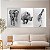 Quadros Decorativos Trio em Canvas Animais Preto e Branco Elefante Rinoceronte Girafa - Imagem 5