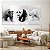 Quadros Decorativos Trio em Canvas Animais Preto e Branco Urso Pardo Panda Polar - Imagem 1