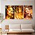 Quadros Decorativos Trio em Canvas Beleza Feminina Mulheres com Maquiagem Dourada e Flores - Imagem 3