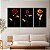 Quadros Decorativos Trio em Canvas Composição Rosas em Fundo Preto - Imagem 2
