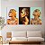 Quadros Decorativos Trio em Canvas Beleza Feminina Mulheres com Maquiagem Dourada - Imagem 4