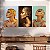 Quadros Decorativos Trio em Canvas Beleza Feminina Mulheres com Maquiagem Dourada - Imagem 1