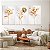 Quadros Decorativos Trio em Canvas Flores Douradas e Brancas - Imagem 1