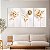 Quadros Decorativos Trio em Canvas Flores Douradas e Brancas - Imagem 3