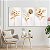 Quadros Decorativos Trio em Canvas Flores Douradas e Brancas - Imagem 4