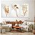 Quadros Decorativos Trio em Canvas Flores Douradas e Brancas - Imagem 4
