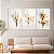 Quadros Decorativos Trio em Canvas Flores Douradas e Brancas - Imagem 3