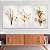 Quadros Decorativos Trio em Canvas Flores Douradas e Brancas - Imagem 1