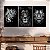 Quadros Decorativos Trio em Canvas Animais Silvestres Leão Tigre Onça Preto e Branco - Imagem 2