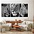 Quadros Decorativos Trio em Canvas Animais Leões Preto e Branco - Imagem 1