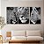 Quadros Decorativos Trio em Canvas Animais Leões Preto e Branco - Imagem 3