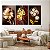 Quadros Decorativos Trio em Canvas Composição Flores Douradas e Costela de Adão - Imagem 5