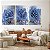 Quadros Decorativos Trio em Canvas Composição Floral Rosas Azuis - Imagem 2