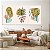 Quadros Decorativos Trio em Canvas Composição Folhas Abstratas e Formas Coloridas - Imagem 2