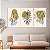 Quadros Decorativos Trio em Canvas Composição Folhas Abstratas e Formas Coloridas - Imagem 4