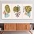 Quadros Decorativos Trio em Canvas Composição Folhas Abstratas e Formas Coloridas - Imagem 3