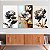 Quadros Decorativos Trio em Canvas Flores Preto e Branco Detalhes Dourados - Imagem 4