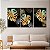 Quadros Decorativos Trio em Canvas Costelas de Adão Douradas e Pretas - Imagem 4