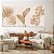 Quadros Decorativos Trio em Canvas Folhagem Cor Palha Detalhes Dourados - Imagem 2