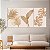 Quadros Decorativos Trio em Canvas Folhagem Cor Palha Detalhes Dourados - Imagem 1